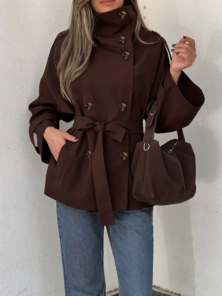 Aida Lace-up Cropped Trench Coat