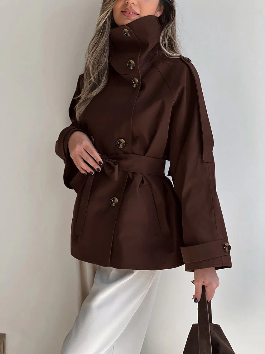 Aida Lace-up Cropped Trench Coat - Image 2