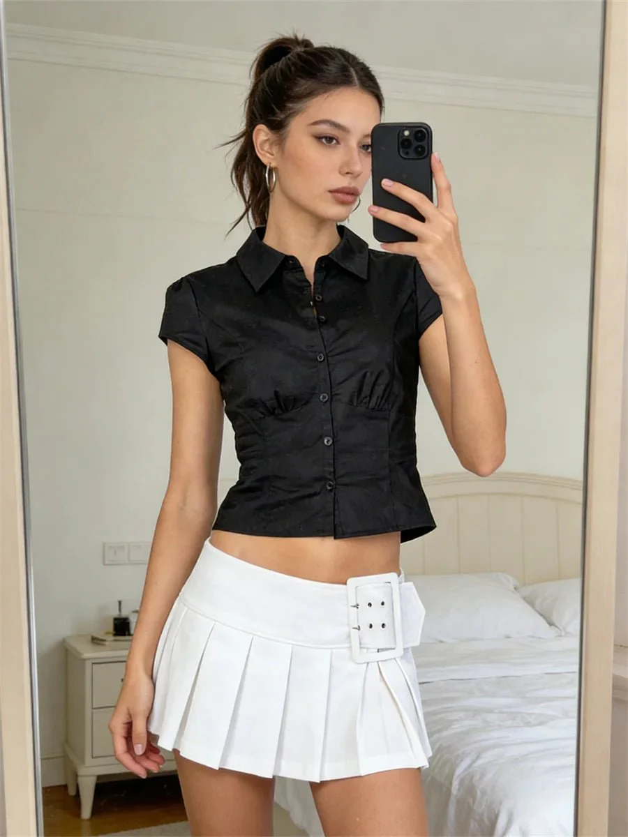 Ariana Cropped Button-Down Blouse - Image 6