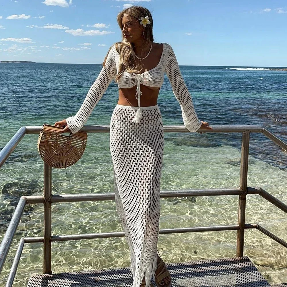 Ashley Crochet Cover Up Skirt Set - Image 2