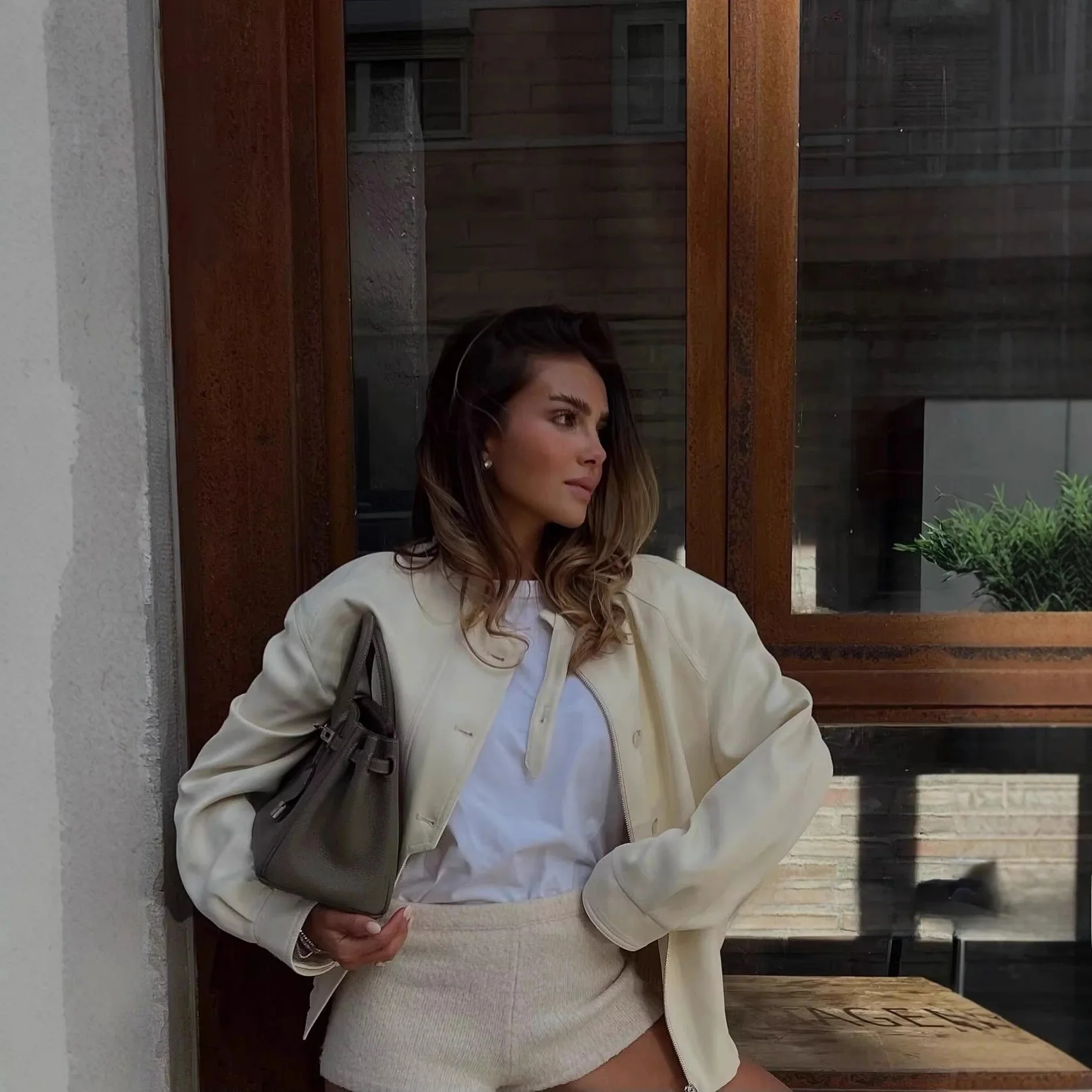 Beatrice Stand Collar Jacket with Button Details - Image 5