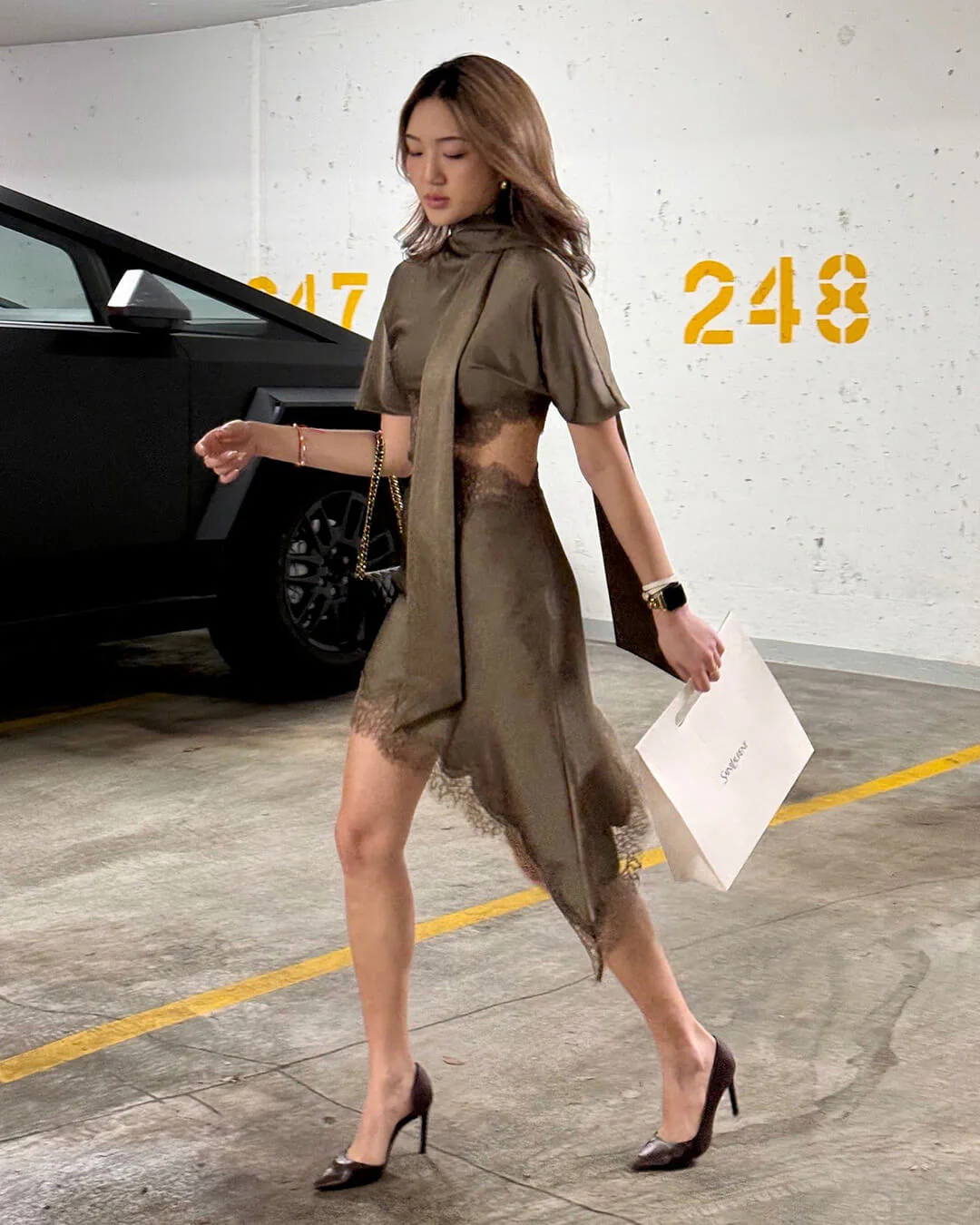 Bianca Cut Out Satin Mini Dress - Image 8