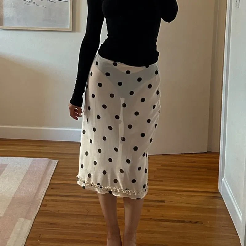 Bianca Mesh Dot Midi Skirt