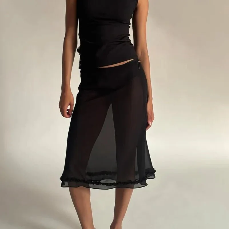 Bianca Mesh Dot Midi Skirt - Image 4