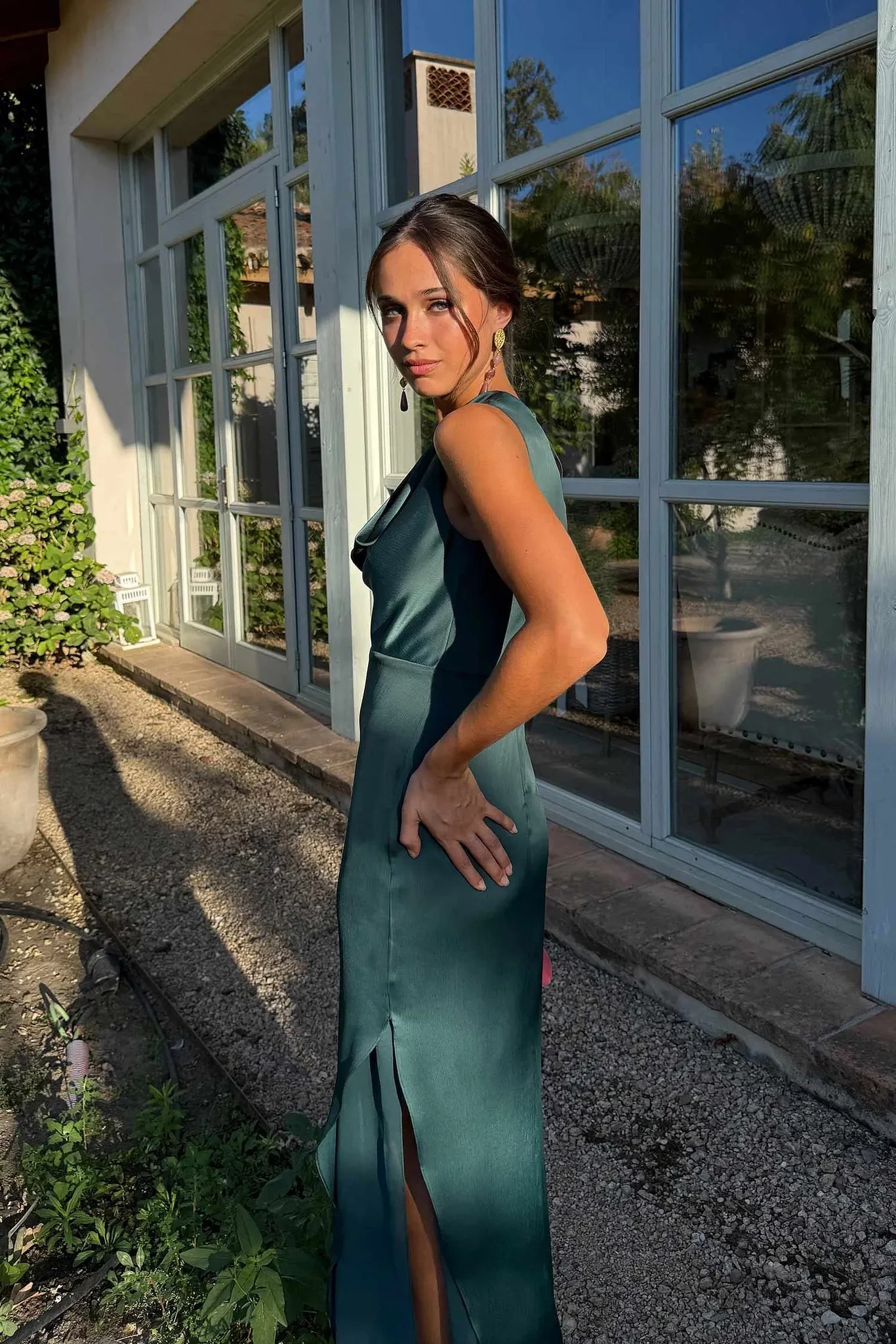 Bianca Satin Cowl Neck Maxi Dress