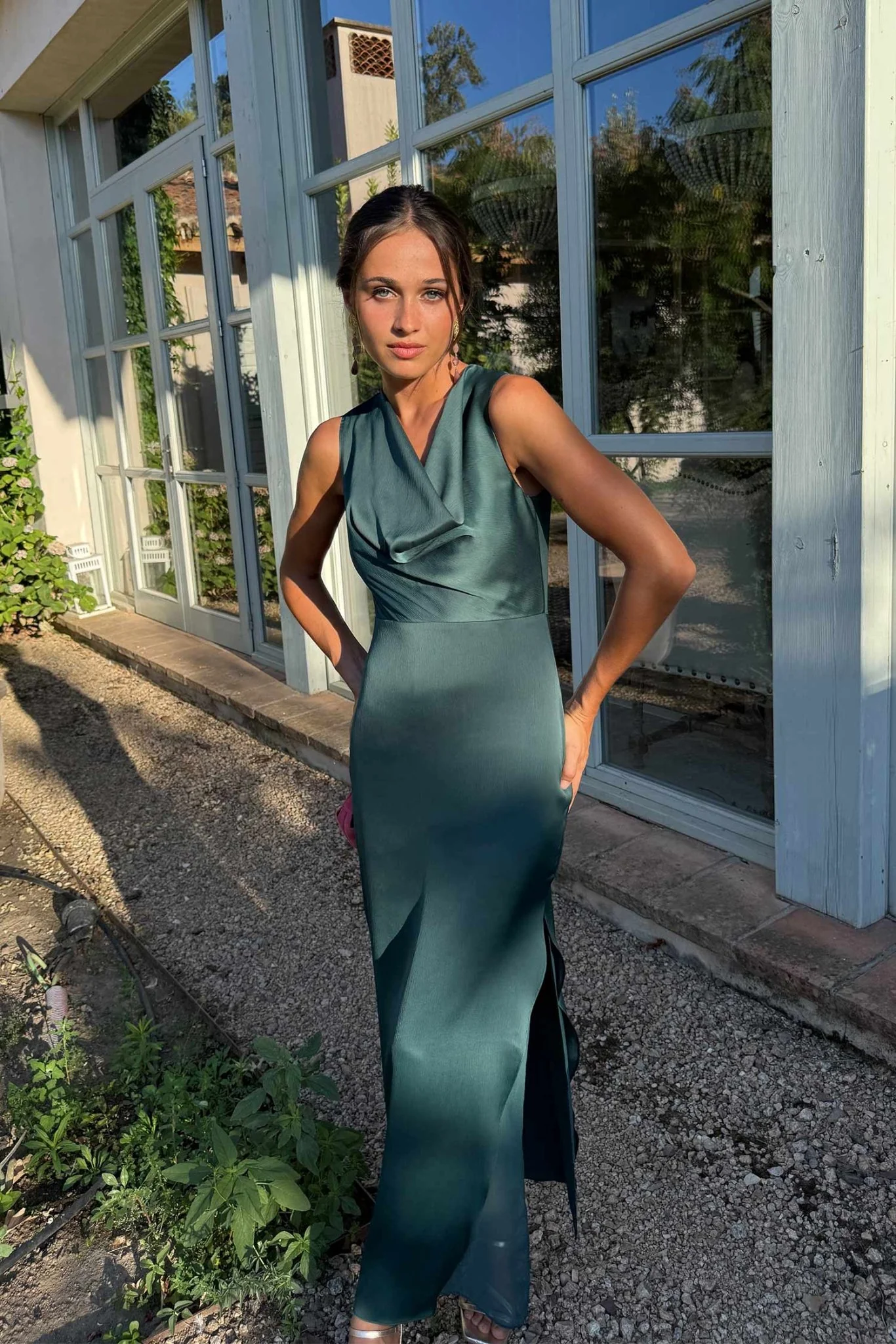 Bianca Satin Cowl Neck Maxi Dress - Image 2