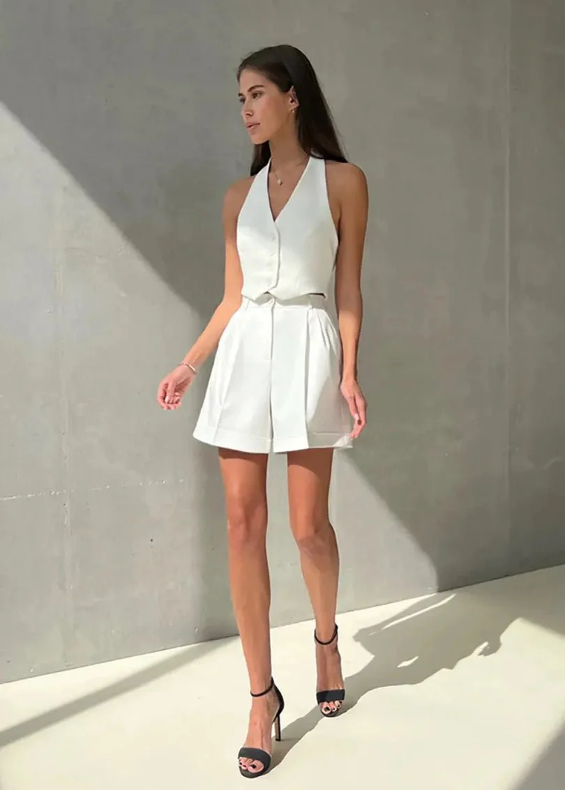 Bianca Tailored Halter Vest & Shorts Set - Image 2