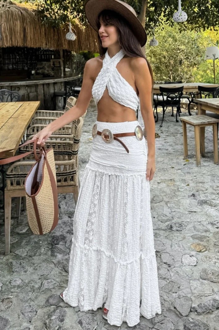 Brianna Lace Tiered Maxi Skirt