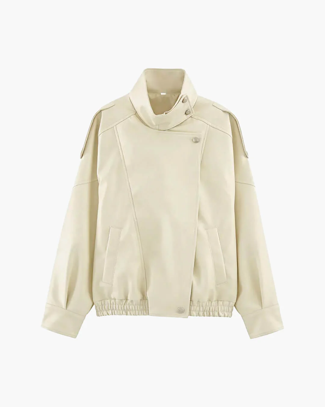 Brienne Stand Collar Faux Leather Jacket - Image 4