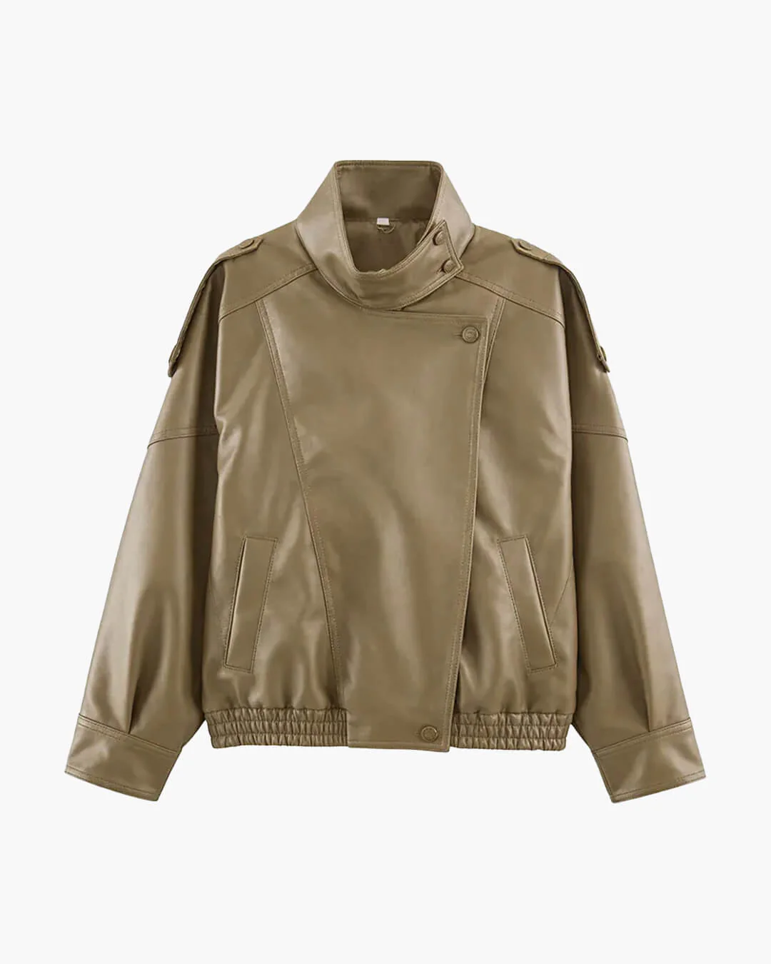 Brienne Stand Collar Faux Leather Jacket - Image 5