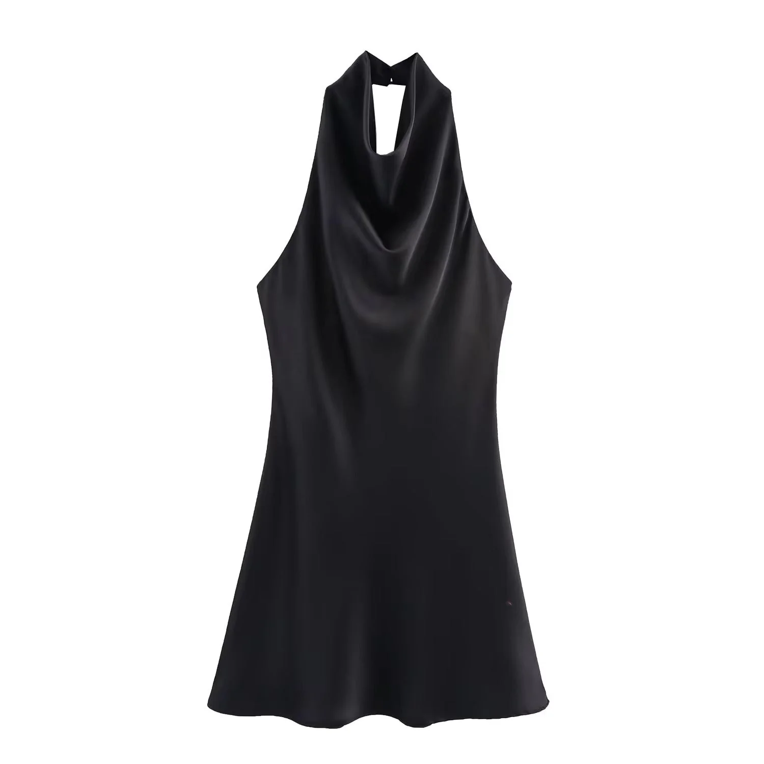 Colleen Satin Halter Draped Mini Dress