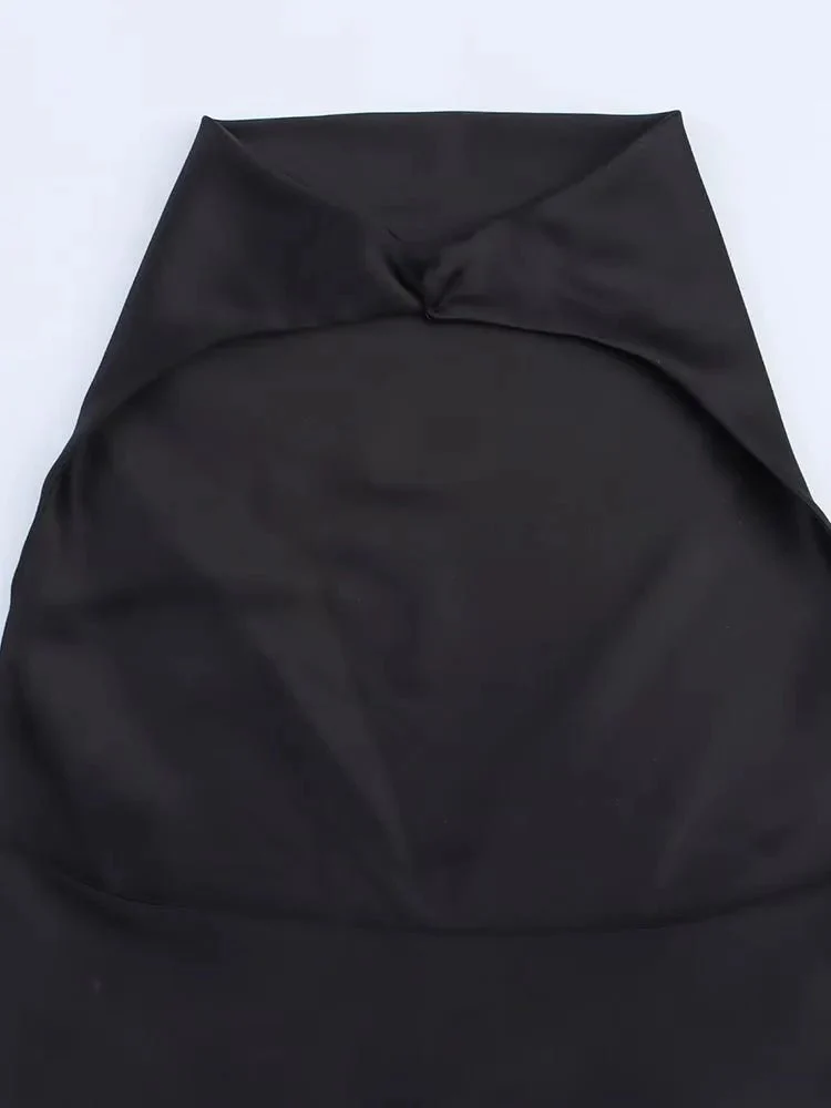 Colleen Satin Halter Draped Mini Dress - Image 8