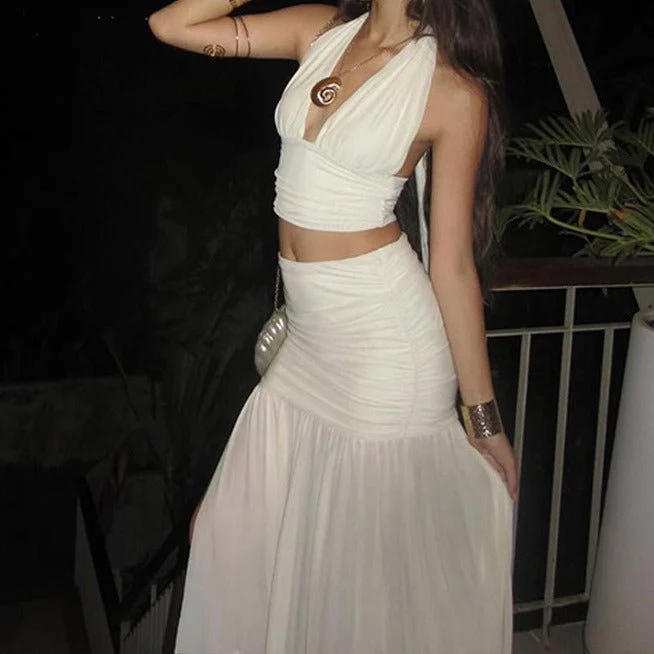 Emma Halter Sheer Mesh Skirt Set