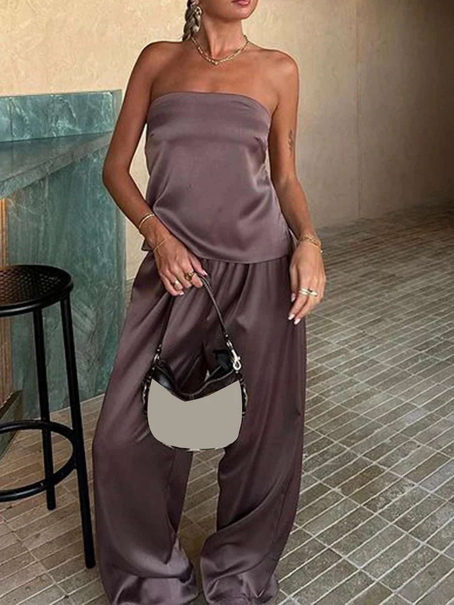 Felicity Bandeau Pants Satin Suit - Image 2