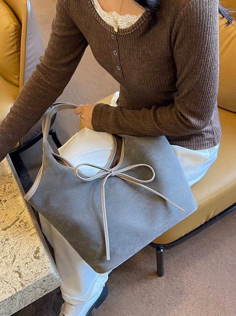 Florence Suede Bow Bag - Image 6