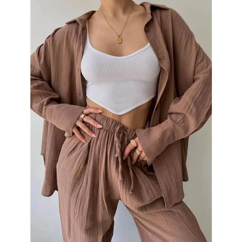 Frances Lapel Long Sleeve & Pants Set - Image 5