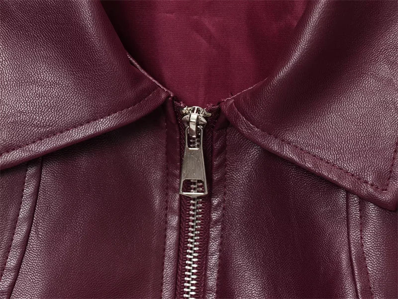 Harper Faux Leather Bomber Jacket - Image 10