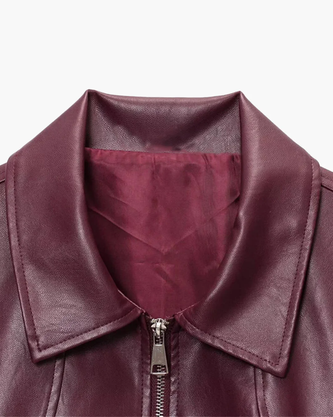 Harper Faux Leather Bomber Jacket - Image 9