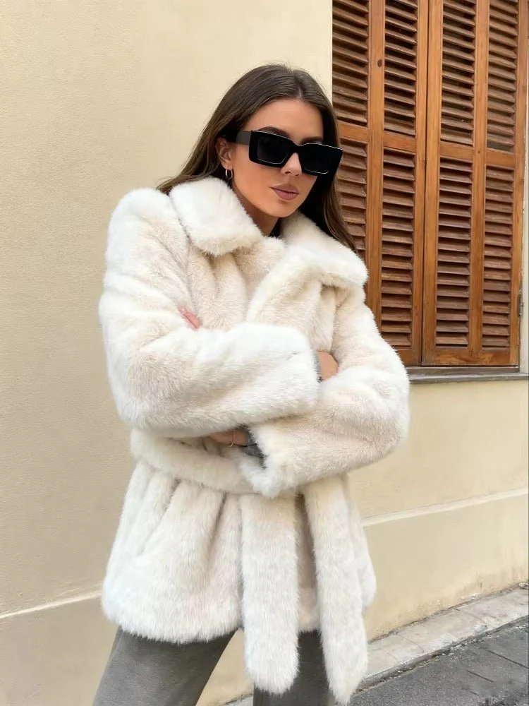 Isabelle Belted Faux Fur Coat - Image 6