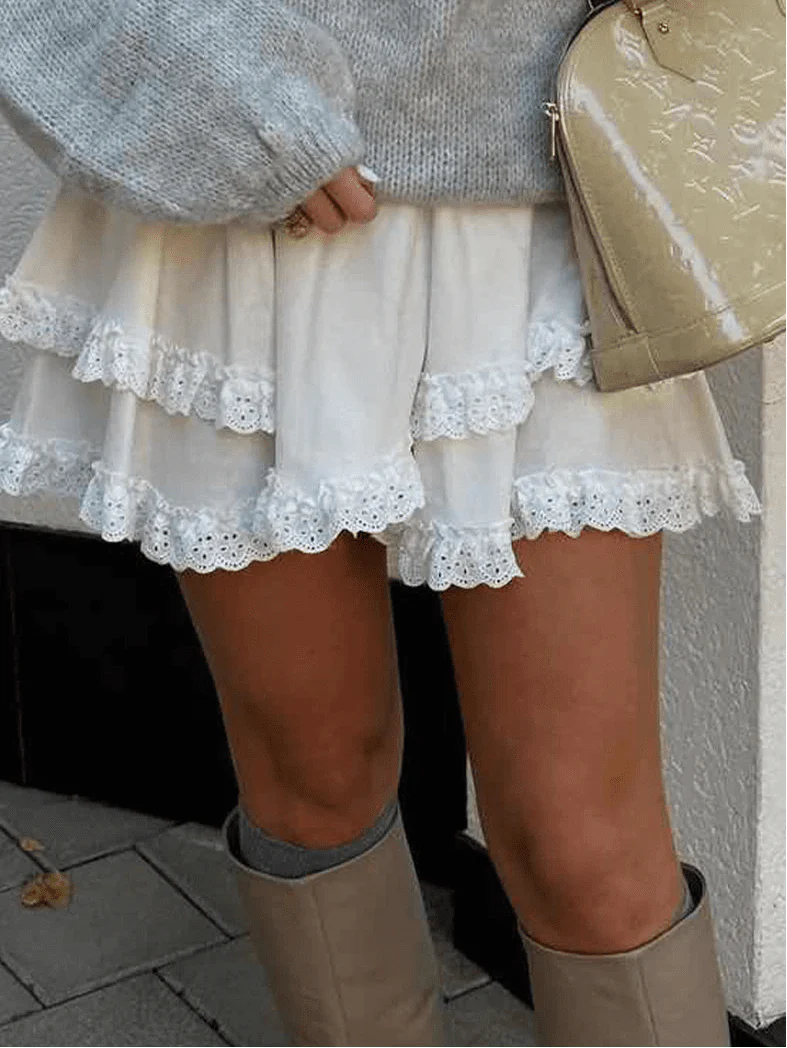 Kyrie Ruffled Trim Layered Mini Skirt - Image 3