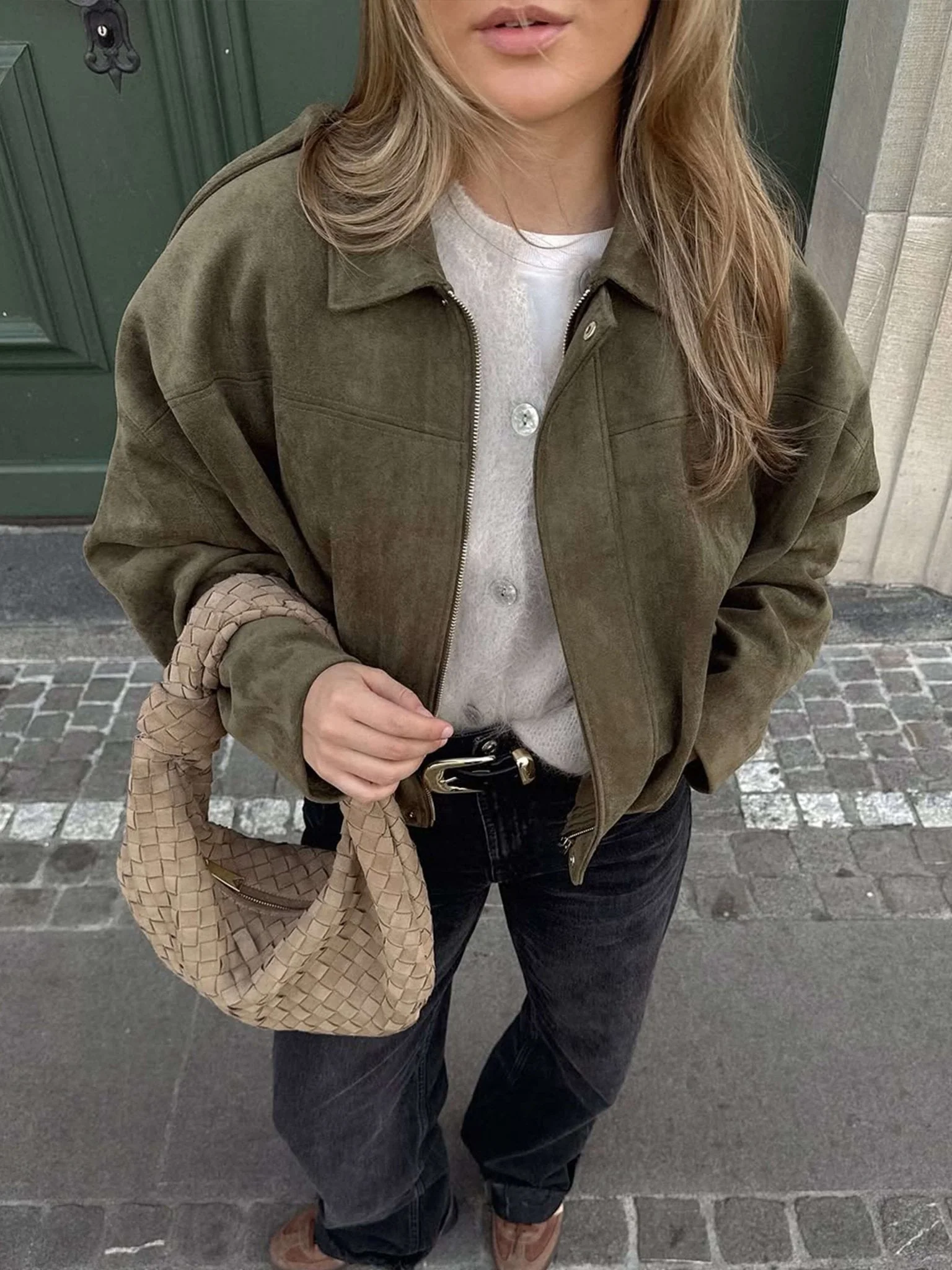 Lara Suede Bomber Jacket - Image 2