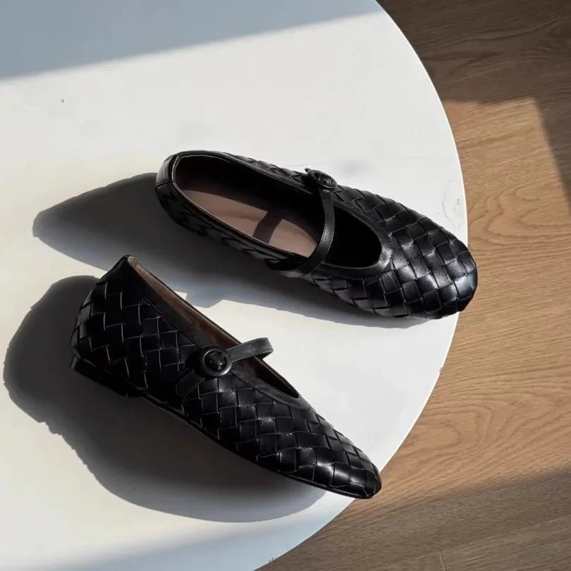 Lisbeth Woven Leather Flat Shoes