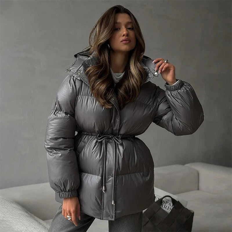 Lorie Drawstring Hooded Puffer Coat - Image 7