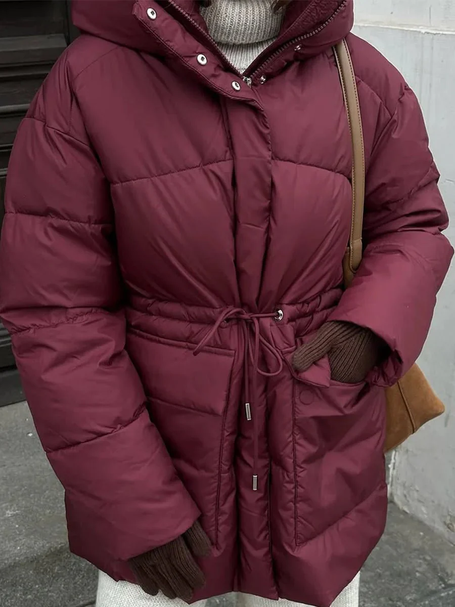 Lorna Drawstring Hooded Puffer Coat