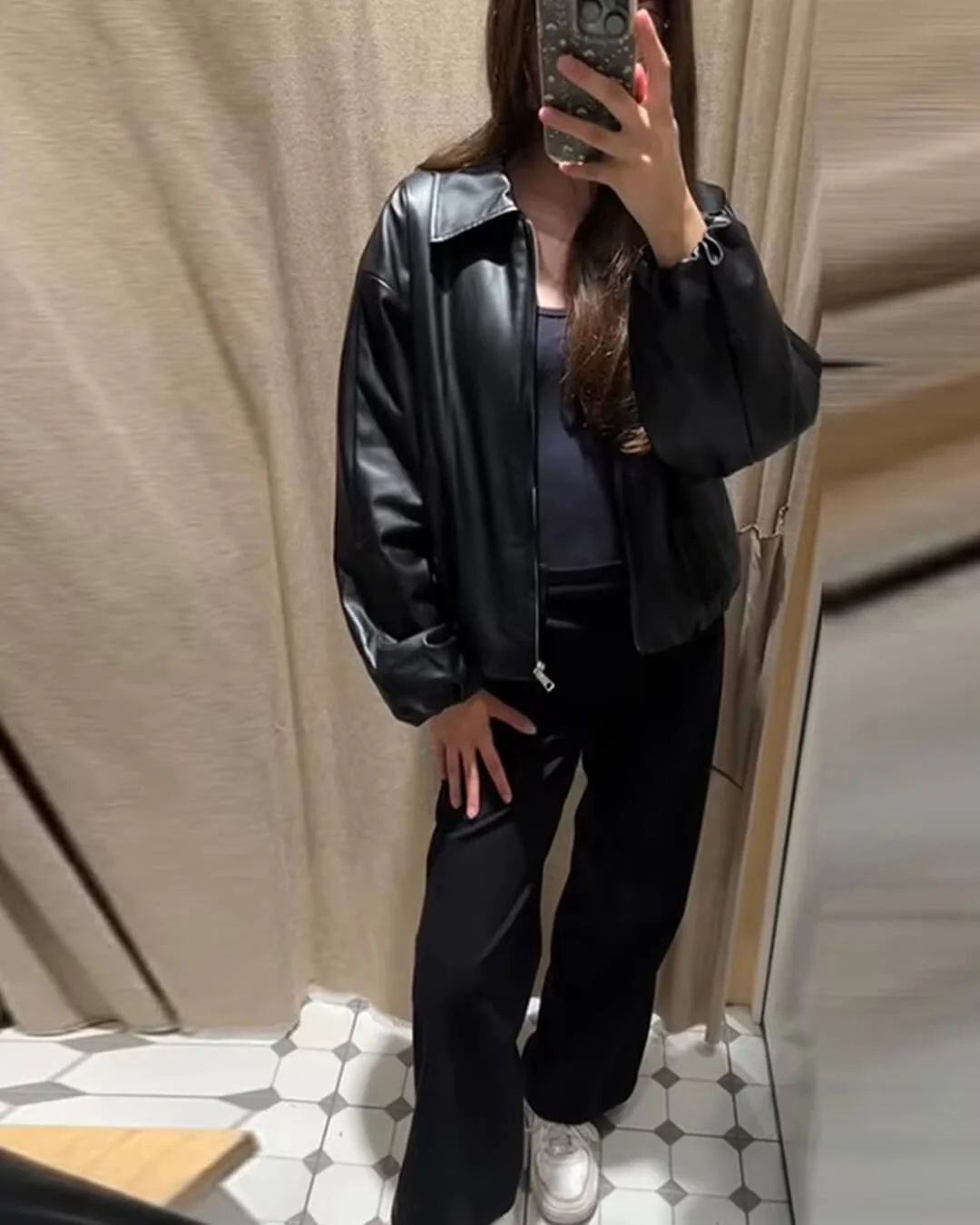 Marivic Zip Up Faux Leather Jacket - Image 11