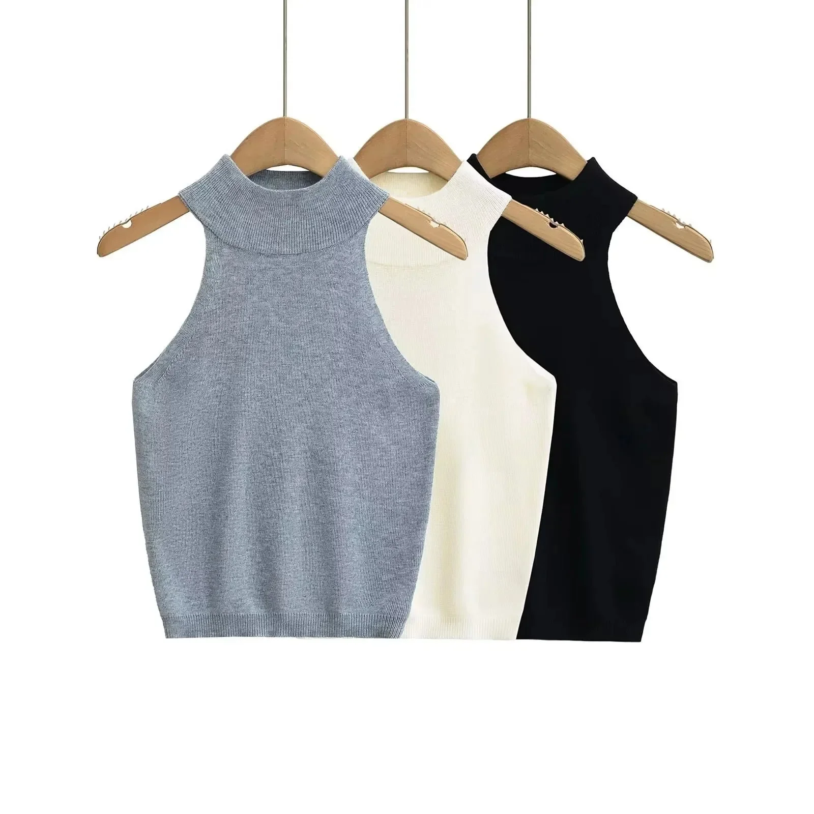 Nicky Halter Neck Sleeveless Knit Crop Top - Image 8