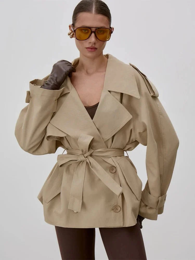 Octavia Lace-Up Stand Collar Trenchcoat - Image 5