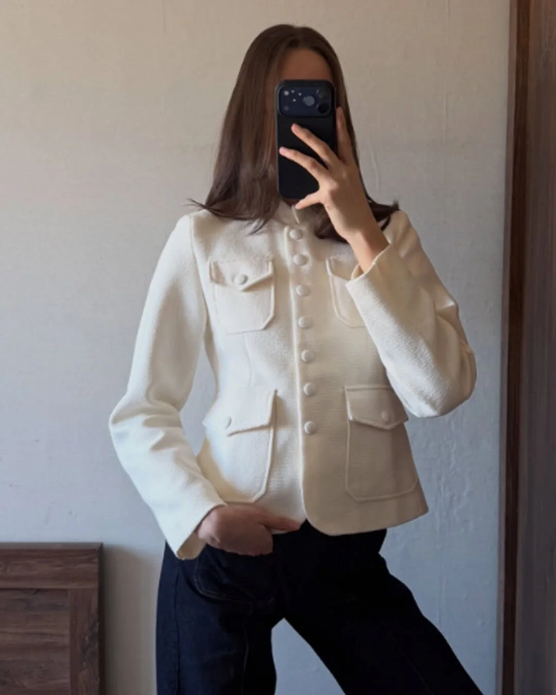 Ophelia Button Front Pocket Blazer