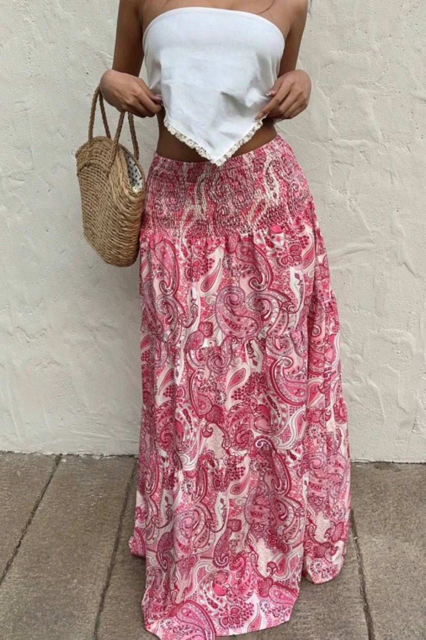 Riley Elastic Waist Paisley Maxi Skirt - Image 2