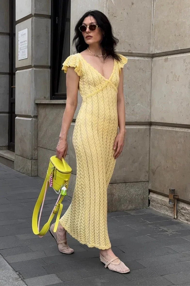 Roan Ruffle Knit Midi Dress - Image 5