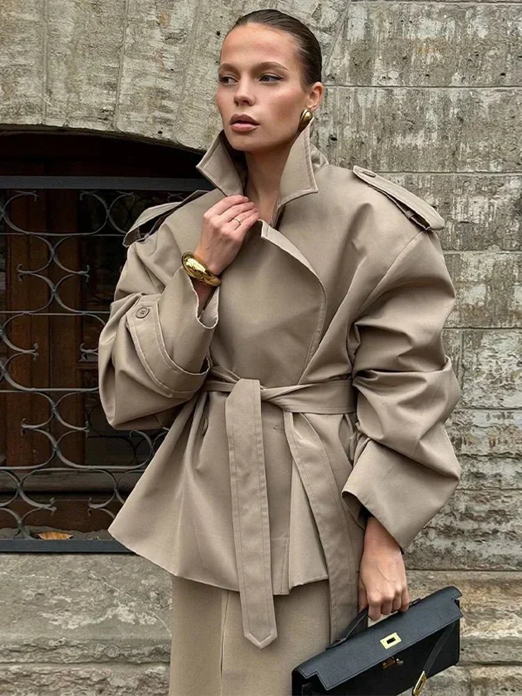 Sandy Lace Up Short Trench Coat - Image 6