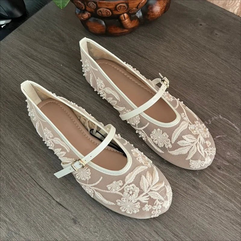 Sarah Beaded Mesh Ballet Flats - Image 8