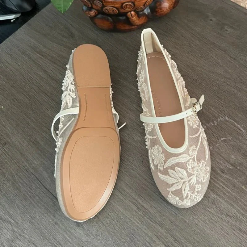 Sarah Beaded Mesh Ballet Flats - Image 9