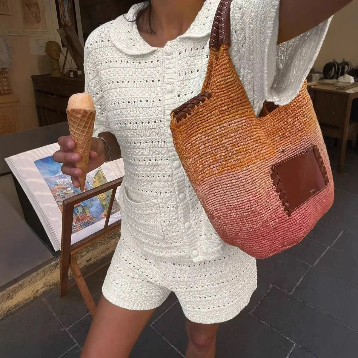 Sasha Solid Knit Cardigan Shorts Set
