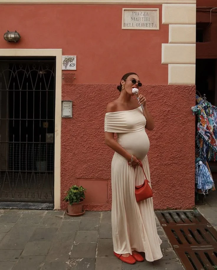 Serena Flowy Off-Shoulder Maternity Dress - Image 4