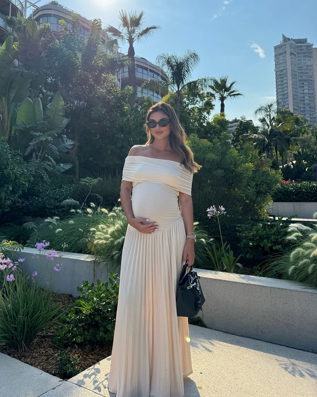Serena Flowy Off-Shoulder Maternity Dress - Image 5