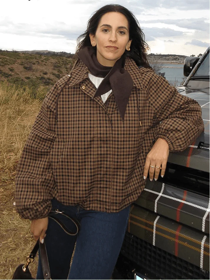 Shirley Hooded Plaid Shirt Jacket