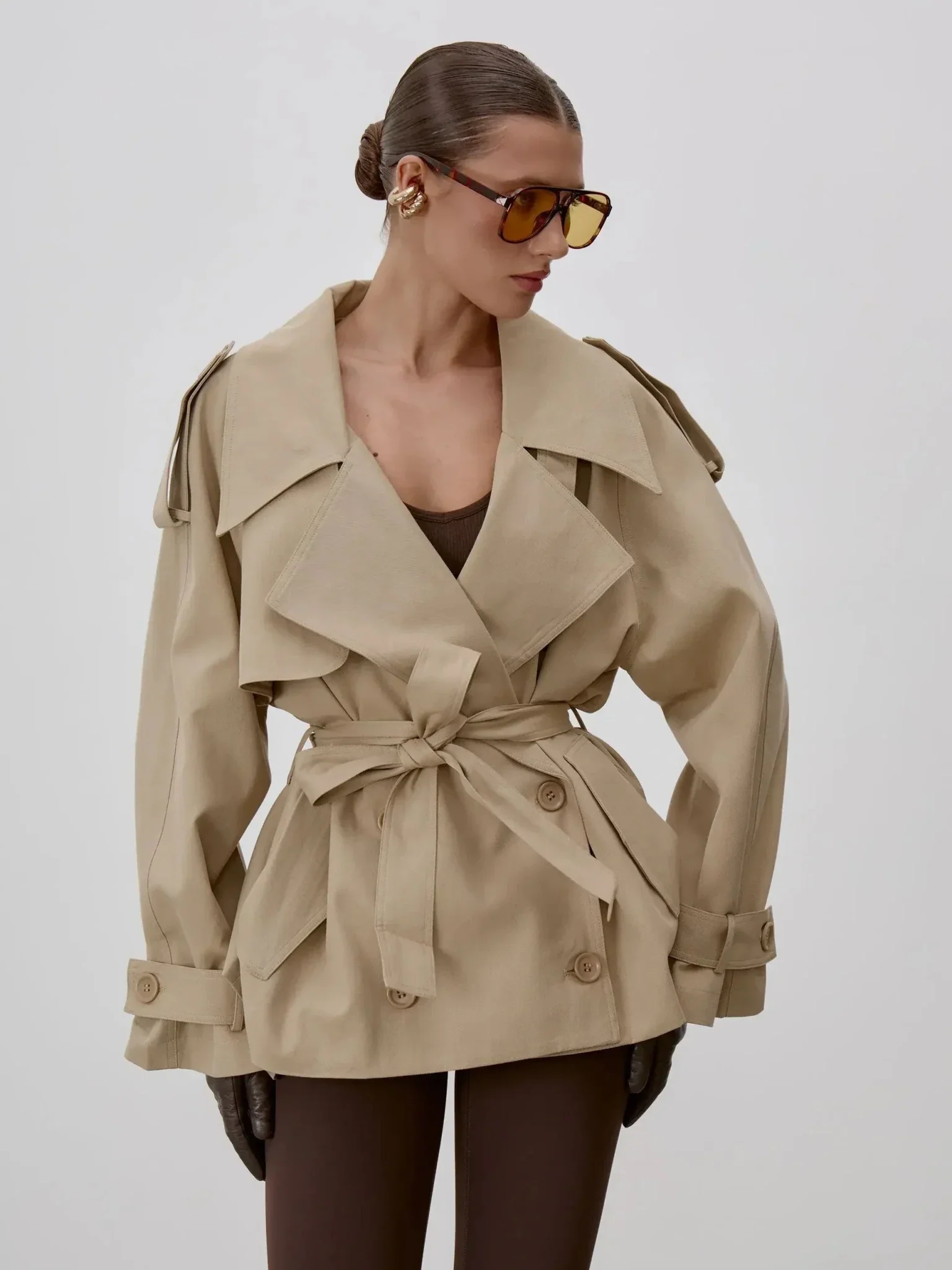 Sonia Lace Up Stand Collar Trenchcoat - Image 4