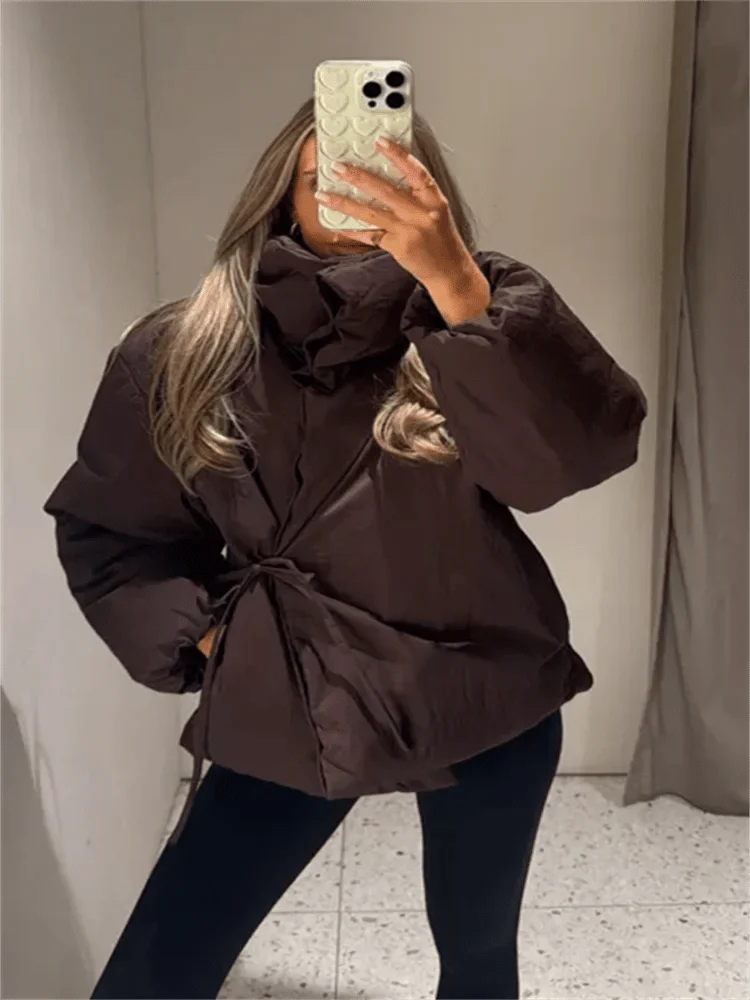 Suzy High Collar Tie-Up Puffer Jacket - Image 2