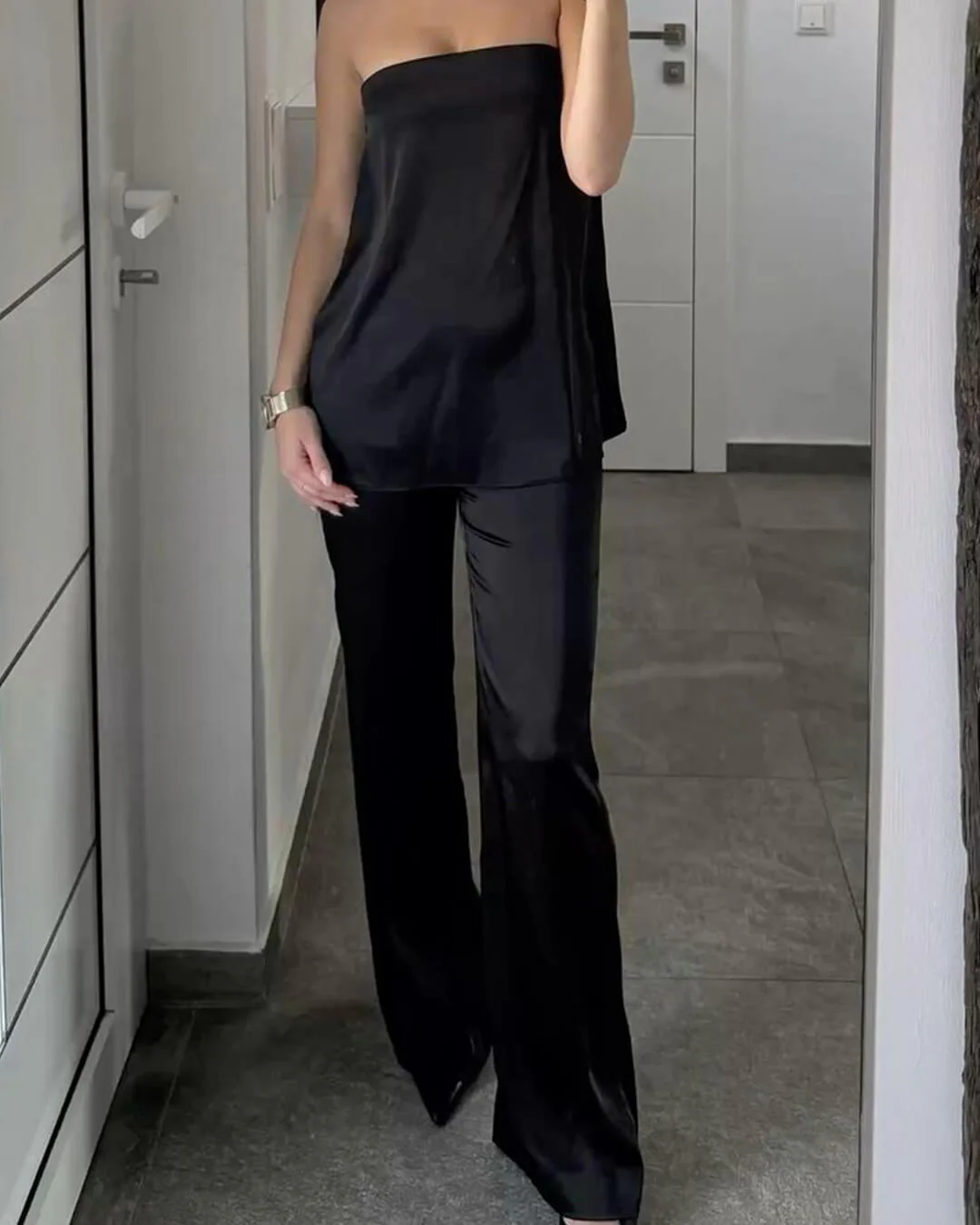 Wendy Wide Leg Satin Trousers - Image 6